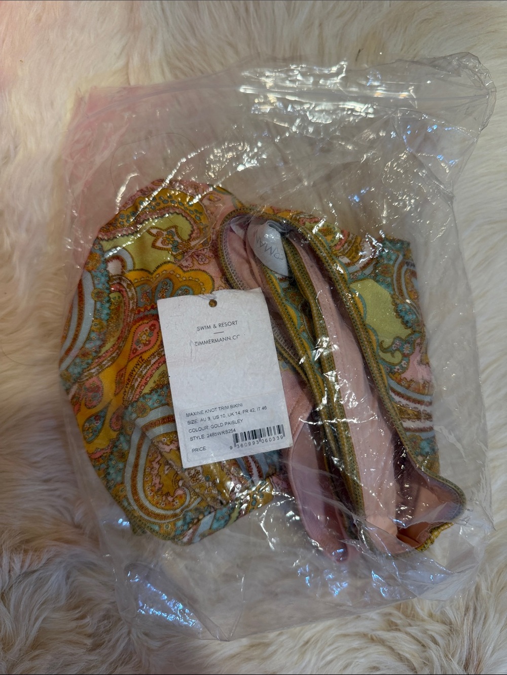 Zimmermann Pink, Gold & Aqua Paisley Bandeau Bikini Set - Picture 15 of 15